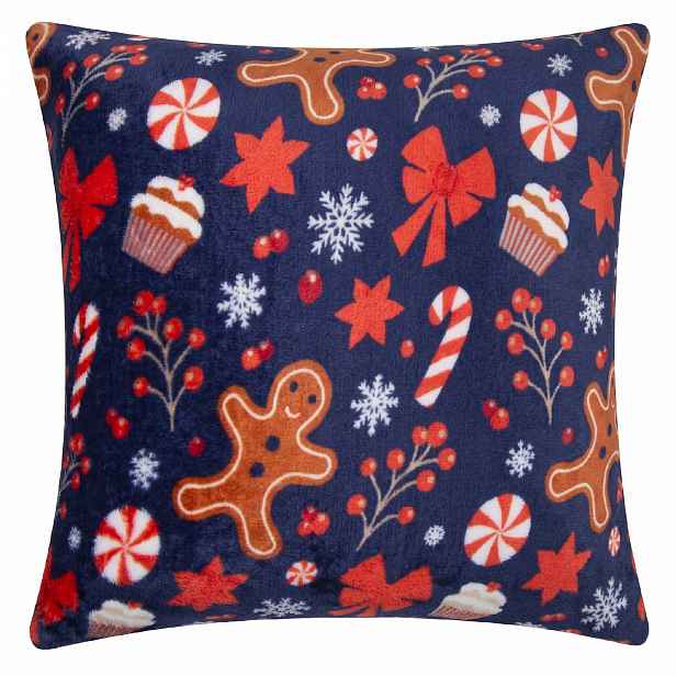 Vánoční povlak na polštář FESTIVE VIBES modrá 40x40 cm