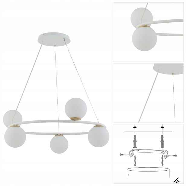 Závěsná lampa bílá Gama Koło v kuchyni nad ostrovem, námořnický interiér Sigma
