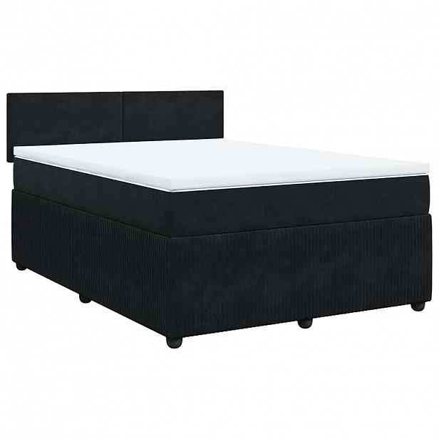 vidaXL Box spring postel s matrací černá 160x200 cm samet