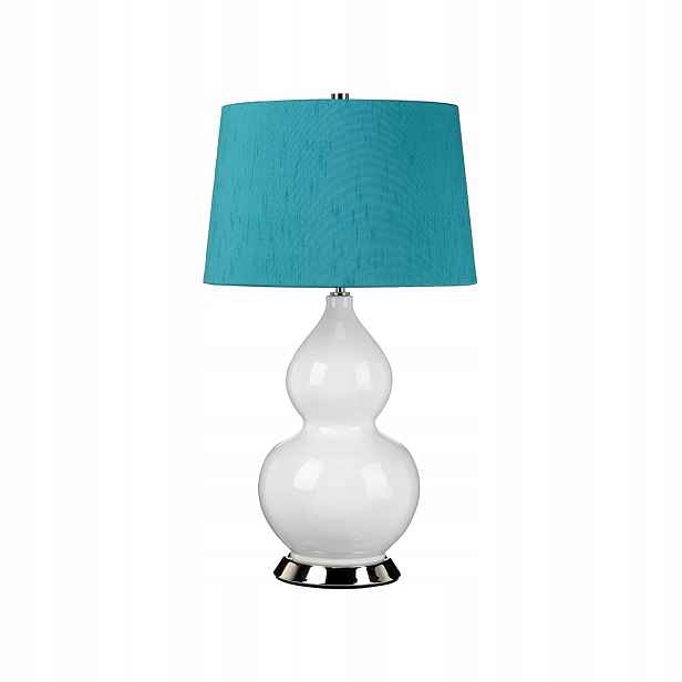 Stolní lampa noční keramická bílá s modrým stínítkem 64 cm Elstead