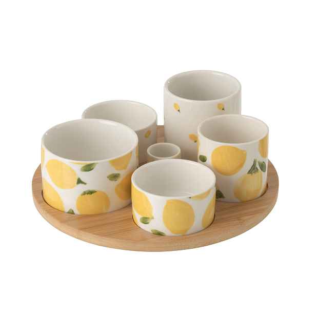 Veliká sada na předkrmy s motivem citrónů Casa Limone - Ø 13*8 cm J-Line by Jolipa