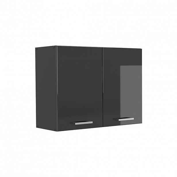 Vicco SKLENĚNÁ KUCHYŇSKÁ SKŘÍŇKA R-Line, Antracitový vysoký lesk/Antracit, 80 cm