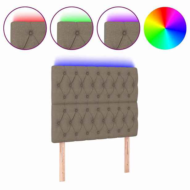 vidaXL Čelo postele s LED taupe 100x7x118/128 cm textil