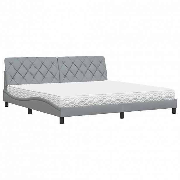 vidaXL Postel s matrací světle šedá 200 x 200 cm textil
