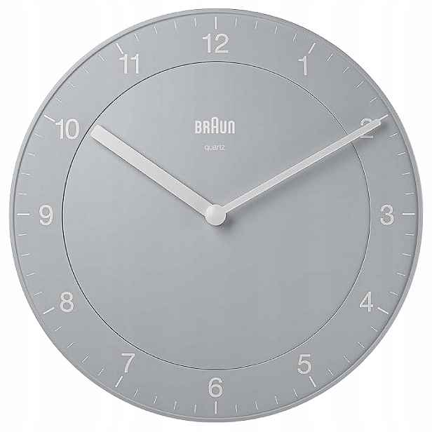 Braun nástěnné hodiny šedé klasické kulatý BC064 tichý mechanismus 20 cm Nové