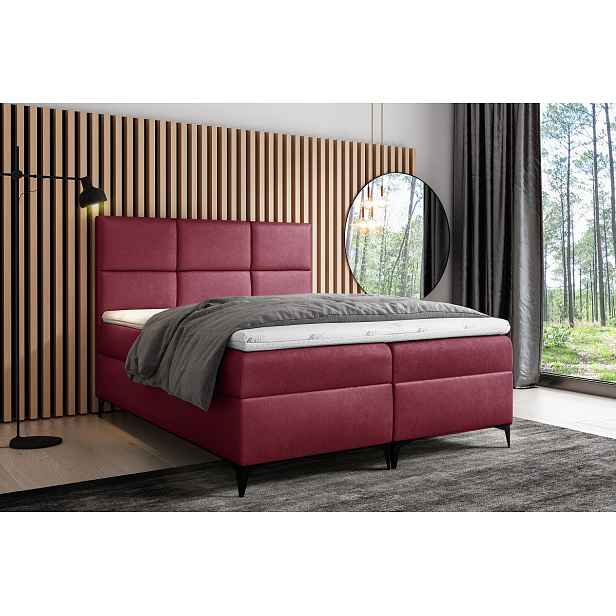Designové čalouněné jednolůžko Fiza s úložným prostorem červená 120 x 200 + topper zdarma