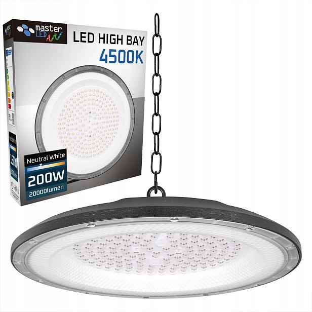 Led průmyslová lampa Ufo High Bay 200W 20000lm IP65 skladová hala obchod