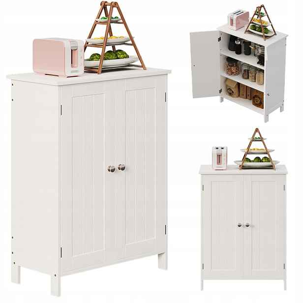 Skříňka Regál Komoda Koupelna Předsíň Loft 2 Dvířka Bílá Vysoká 80 CM