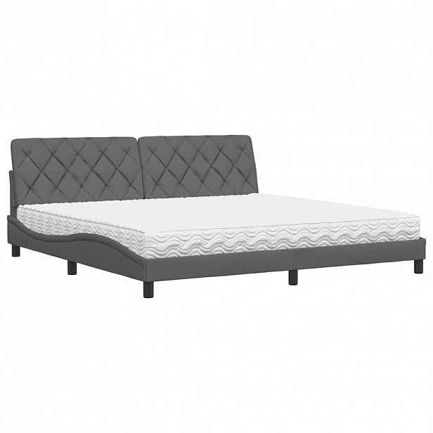 vidaXL Postel s matrací tmavě šedá 200 x 200 cm textil