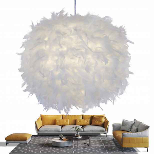 Moderní Lampa Z Peří 30 CM Bílá Závěsný Lustr E27 Do Bytu