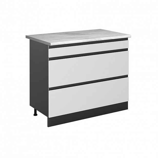 Vicco SPODNÍ SKŘÍŇKA KUCHYŇSKÉ LINKY R-Line, Bílá/Antracit, 100 cm pracovná doska Mramor
