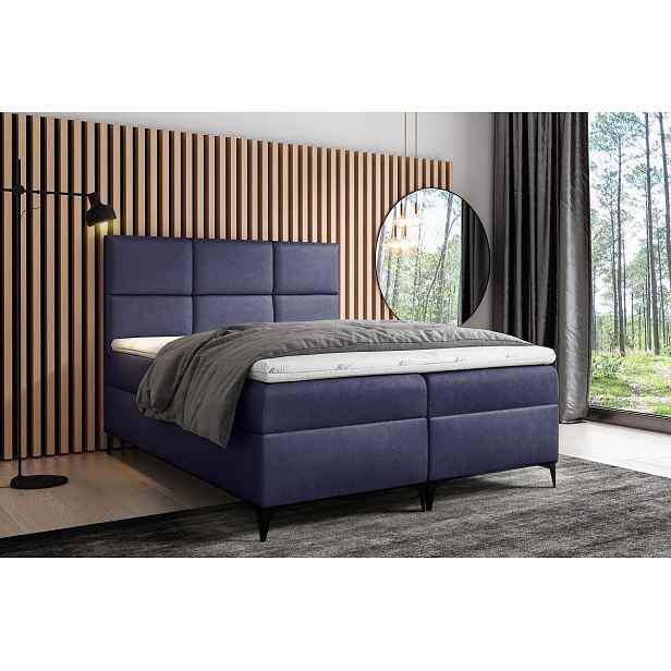Designové čalouněné jednolůžko Fiza s úložným prostorem modrá 120 x 200 + topper zdarma