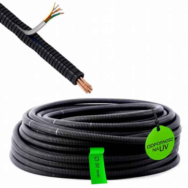 Husí Krk Chránič kabelů 32 mm Černá Rozřezaná 25 m Aks Zielonka