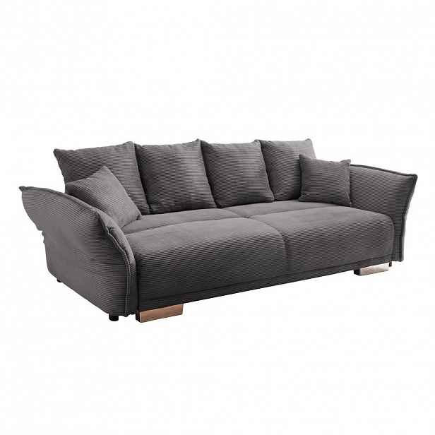 luma-home BIG-SOFA s rozkládací funkcí, úložným prostorem, pružinovým jádrem, nastavitelnými područkami, 242 × 131 × 90 cm (Š×H×V), manšestr tmavě šed