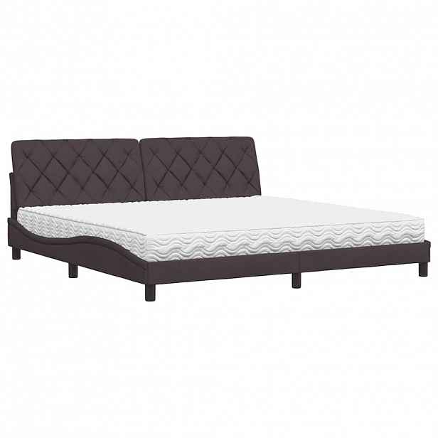 vidaXL Postel s matrací tmavě hnědá 200 x 200 cm textil