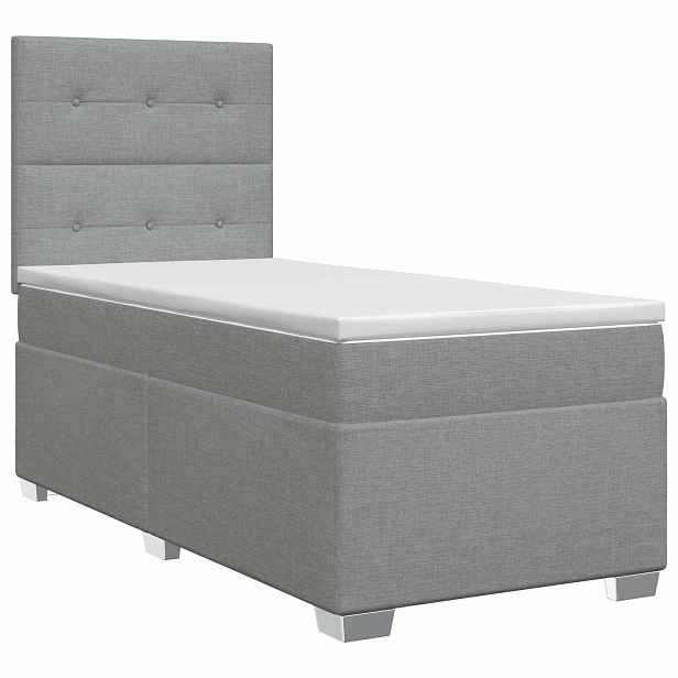 vidaXL Postel boxspring s matrací Světle šedá 90 x 190 cm Textil