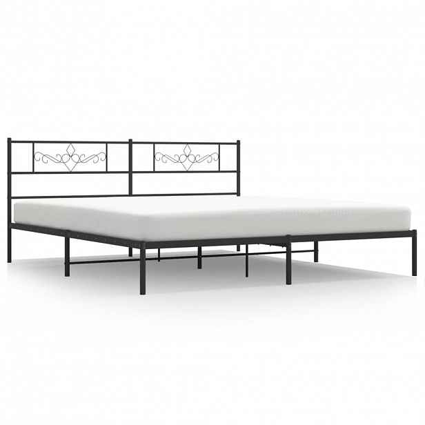 vidaXL Kovový rám postele s čelem černý 180 x 200 cm