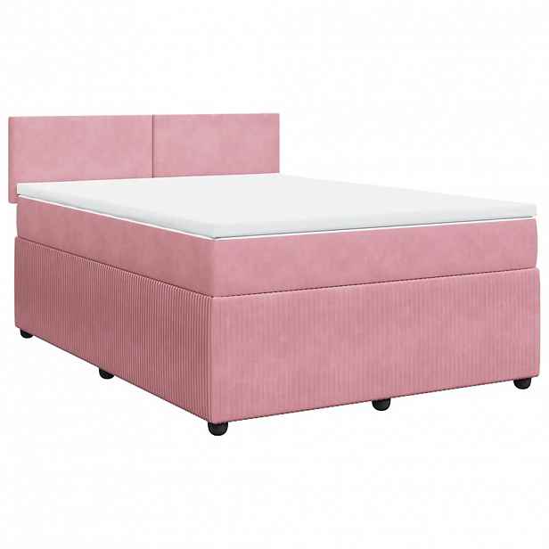 vidaXL Box spring postel s matrací růžová 160x200 cm samet