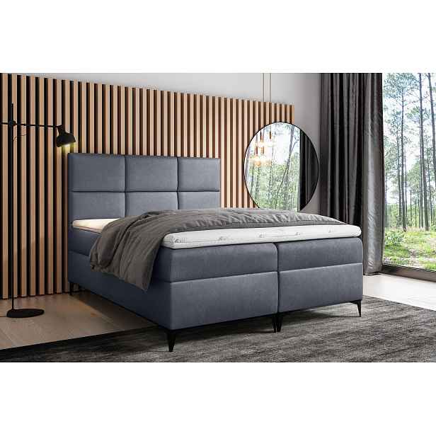 Designové čalouněné jednolůžko Fiza s úložným prostorem šedá 120 x 200 + topper zdarma