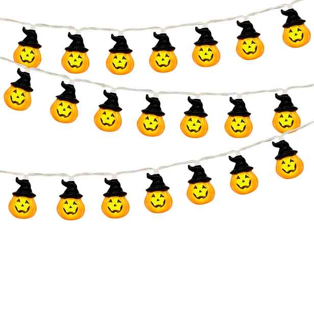 Halloweenské Dýňové Lampičky 3 M 20 Led Žluté 2 Režimy Na Baterie