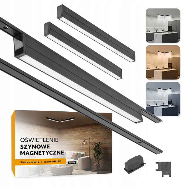 Magnetické kolejnicové osvětlení 2xSZYNA 1m 2x 20W Led lampa 3CCT Písmeno L