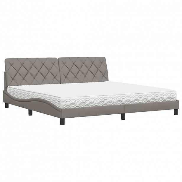 vidaXL Postel s matrací taupe 200 x 200 cm textil