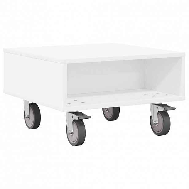vidaXL Stolek s koly Bílá 50,5 x 50 x 30 cm Kompozitní dřevo