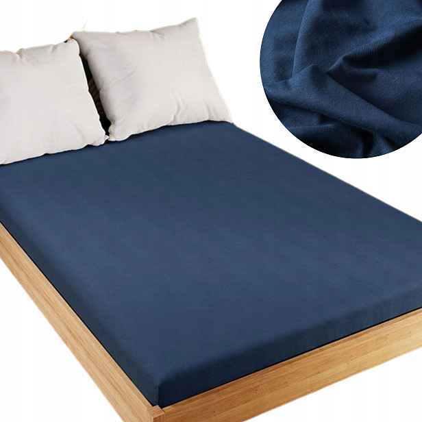 Bavlněné prostěradlo s gumičkou Tmavě Modré 220x200 cm Jersey 140 g/m² 007