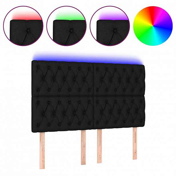vidaXL Čelo postele s LED černé 144x7x118/128 cm textil