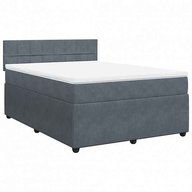 vidaXL Box spring postel s matrací tmavě šedá 160x200 cm samet