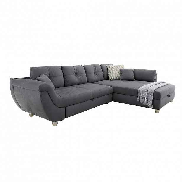 luma-home ROHOVÁ POHOVKA s funkcí rozkládání a velkým úložným prostorem, 330 × 207 × 90 cm (Š×H×V), ležecká plocha 153 × 270 cm, mikrovlákno, šedá / 1
