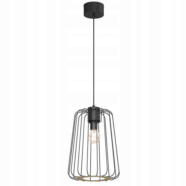 Luminex Závěsná lampa černá kovová E27 15W Drátěné stínítko Trad