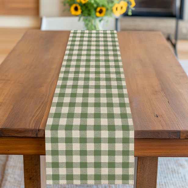 TEMU Balení: Běhoun na stůl, potah na stůl, klasický gingham, zelenobílé provedení, vhodné pro Nový rok, Valentýna, Velikonoce, Den , Den otců,