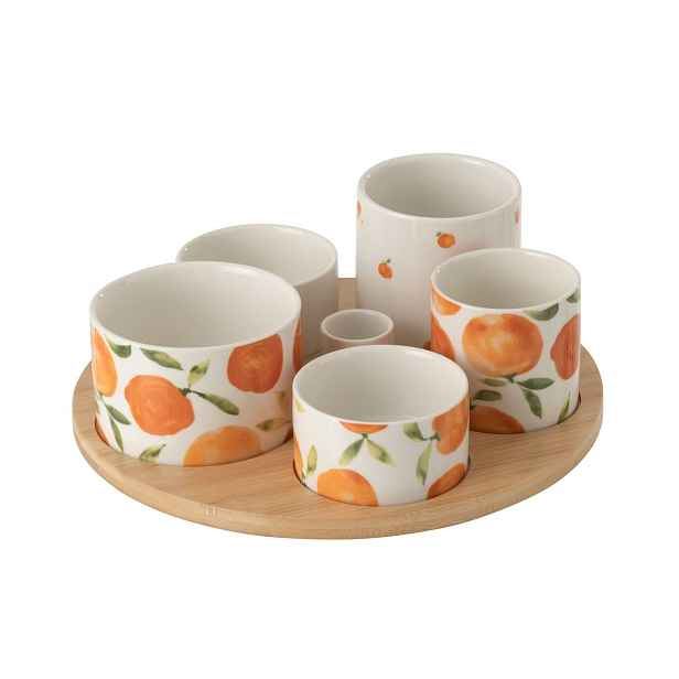 Veliká sada na předkrmy s motivem pomerančů Casa Naranja - Ø 13*8 cm J-Line by Jolipa