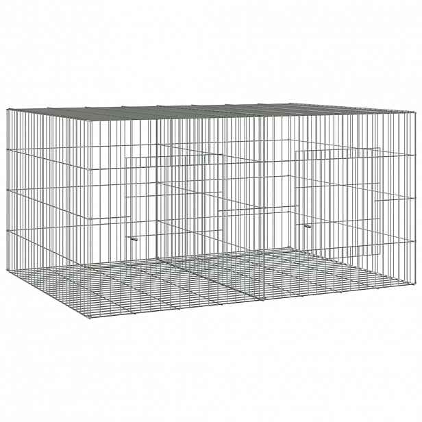 vidaXL 2dílná klec pro králíka 110 x 79 x 54 cm pozinkované železo