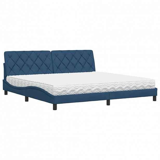 vidaXL Postel s matrací modrá 200 x 200 cm textil
