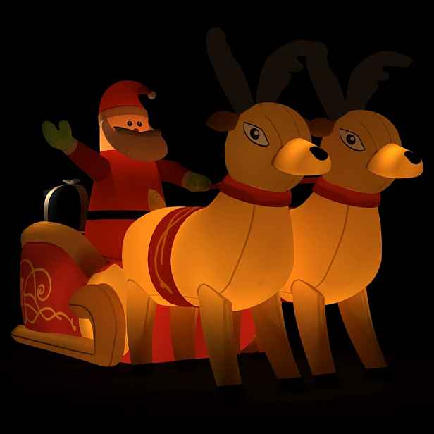 vidaXL Vánoční nafukovací Santa a sobi s LED diodami 130 cm