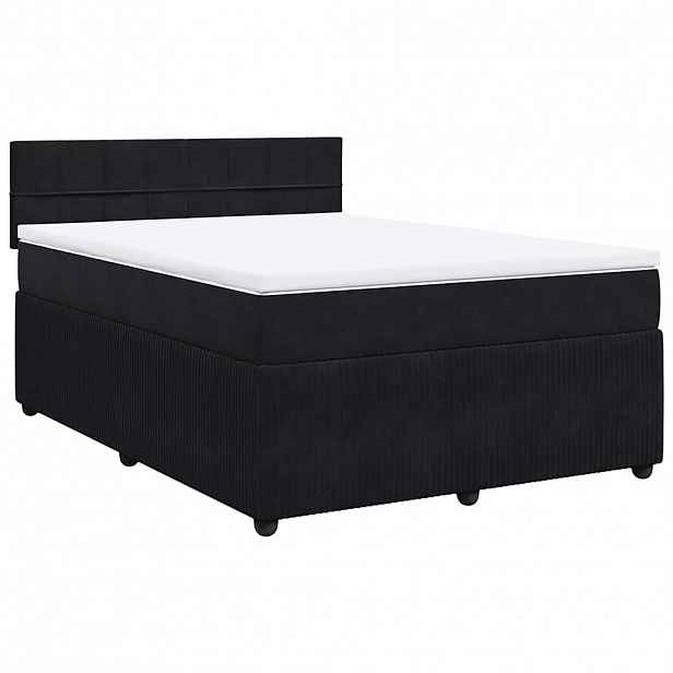 vidaXL Box spring postel s matrací černá 160x200 cm samet