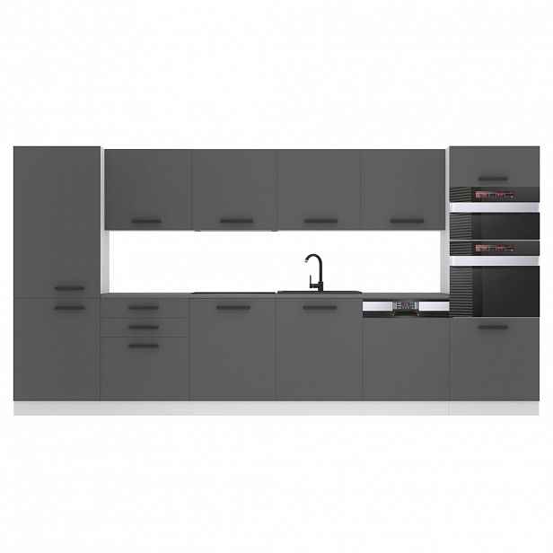 B BELINI GROUP KUCHYŇSKÁ LINKA Naomi 360 cm, s pracovními deskami, Stříbrná matná