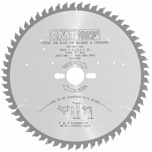 Cmt Pila na desky Mdf 220x30x63Z -3° Negativní