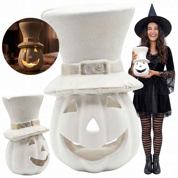 Keramická dýně Halloween Figurka Dekorace Podzimní ozdoba Lampion 28 cm