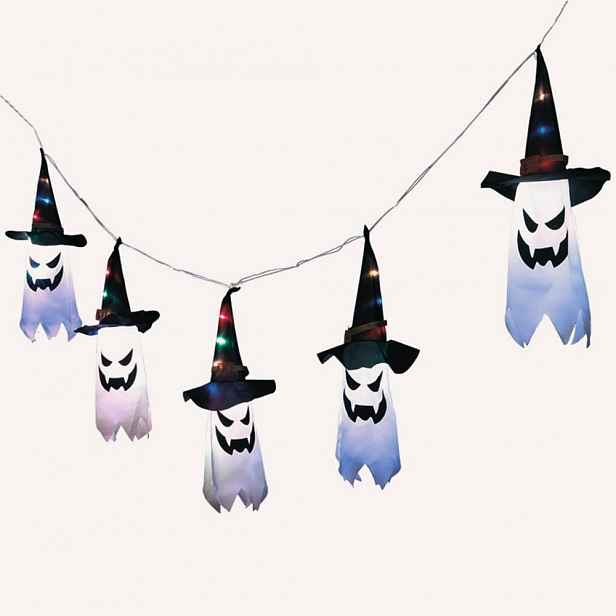 Lampičky Duchové Halloween 3 M 5 Led Fialové Závěsné Na Baterie