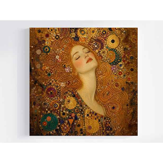 Obraz Na Plátně Plátno Postava Portrét Žena Mozaika Klimt Styl 50x50