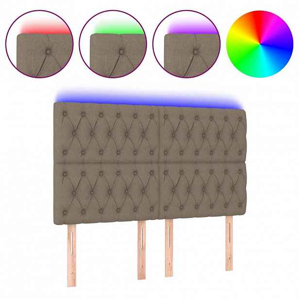vidaXL Čelo postele s LED taupe 144x7x118/128 cm textil