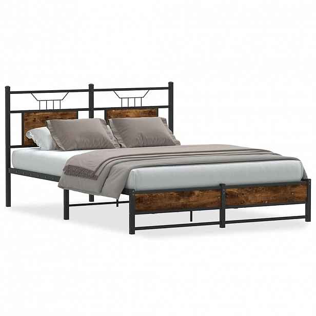 vidaXL Rám postele bez matrace kouřový dub 140x190 cm kompozitní dřevo