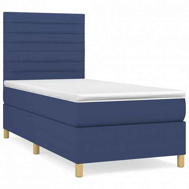vidaXL Box spring postel s matrací modrá 80x200 cm textil