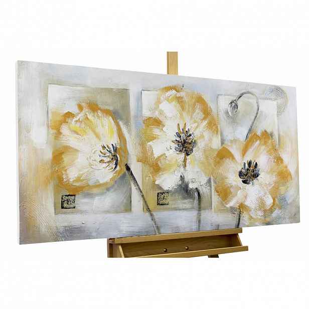 KUNSTLOFT RUČNĚ MALOVANÝ AKRYLOVÝ OBRAZ BÍLÝ/ŽLUTÝ, 120/60 CM