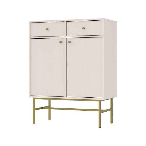 MASSENO KOMODA TORINO, 84/108/41 cm s 2 zásuvkami a 2 dvířky, béžová