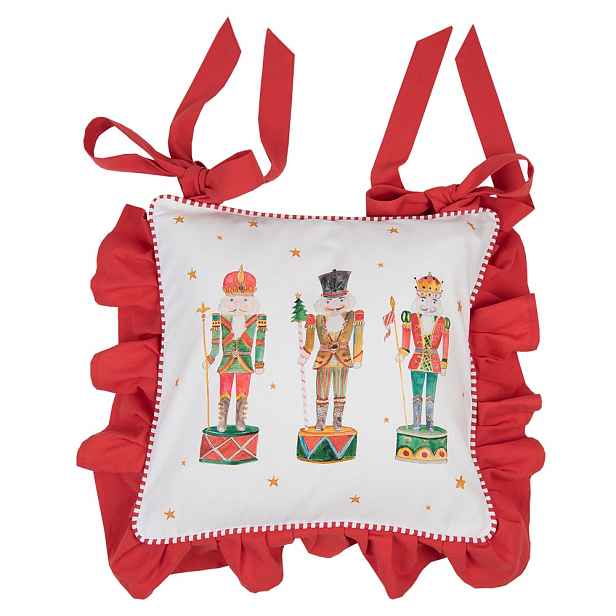 Bavlněný podsedák s volánky a louskáčky Happy Little Christmas - 40*40 cm Clayre & Eef