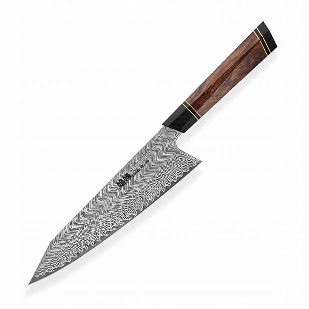 Damaškový kuchařský nůž Kiritsuke/Chef 215 mm Dellinger Octagonal Desert Ir